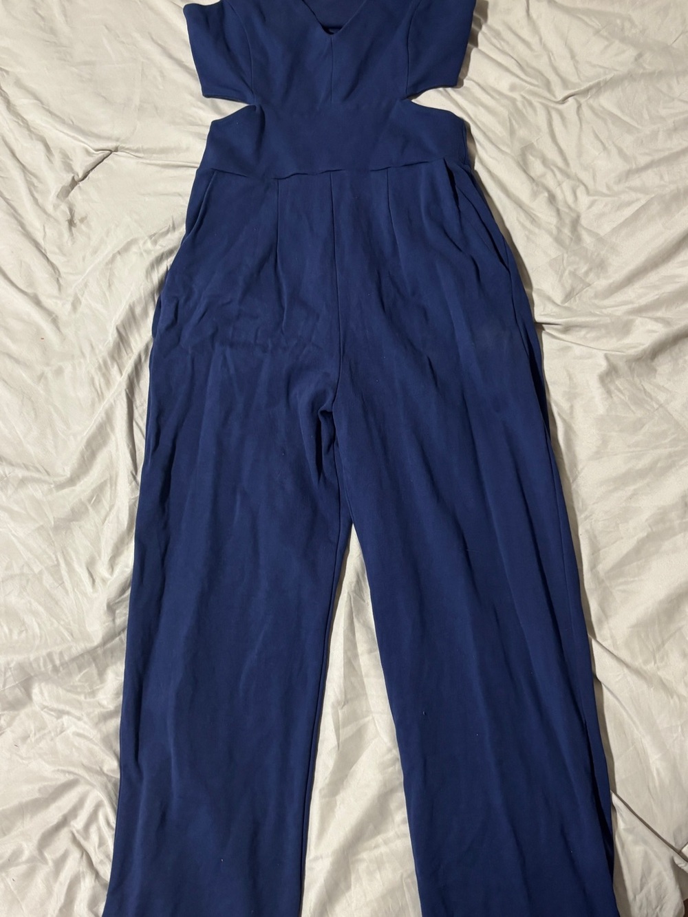 Velvet Torch Navy Cutout Wide-Leg Jumpsuit